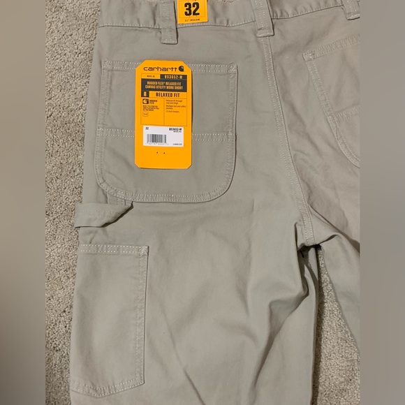 New Carhartt Beige Size 32 Rugged Flex Relaxed Fit Canvas Utility Work Shorts - Picture 2 of 6